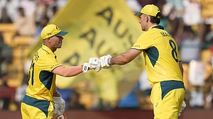David Warner (left) and Mitchell Marsh