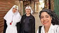 Art and Artist: Vibha Galhotra with Nun Inokinya Irodiona at the Alexander Podgorie Nevsky Church
