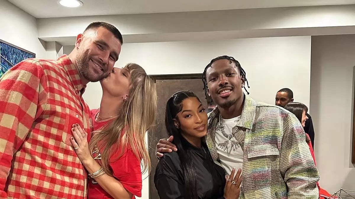 Taylor Swift, Travis Kelce, Mecole Hardman Jr. and Chariah Gordon