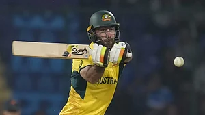 Glenn Maxwell bats against Netherlands in Delhi.