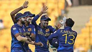 Sri Lankan Captain Kusal Mendis celebrating after win against England in Bengaluru