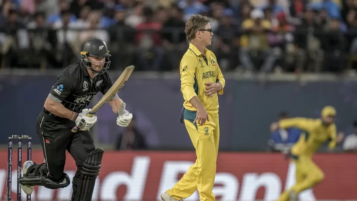 Australia won by 5 runs in a close encounter against New Zealand at Dharamsala