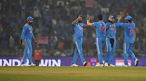 Indian players celebrating after 100-run win against England in Lucknow on Sunday