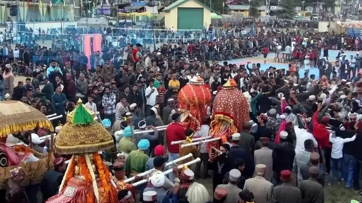 Devotess during the week-long International Dussehra festival in Kullu, Himachal Pradesh