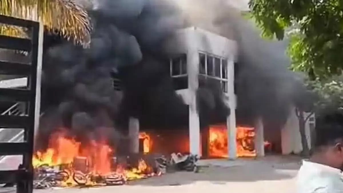 NCP MLA Prakash Solankes house set on fire by Maratha Quota agitators