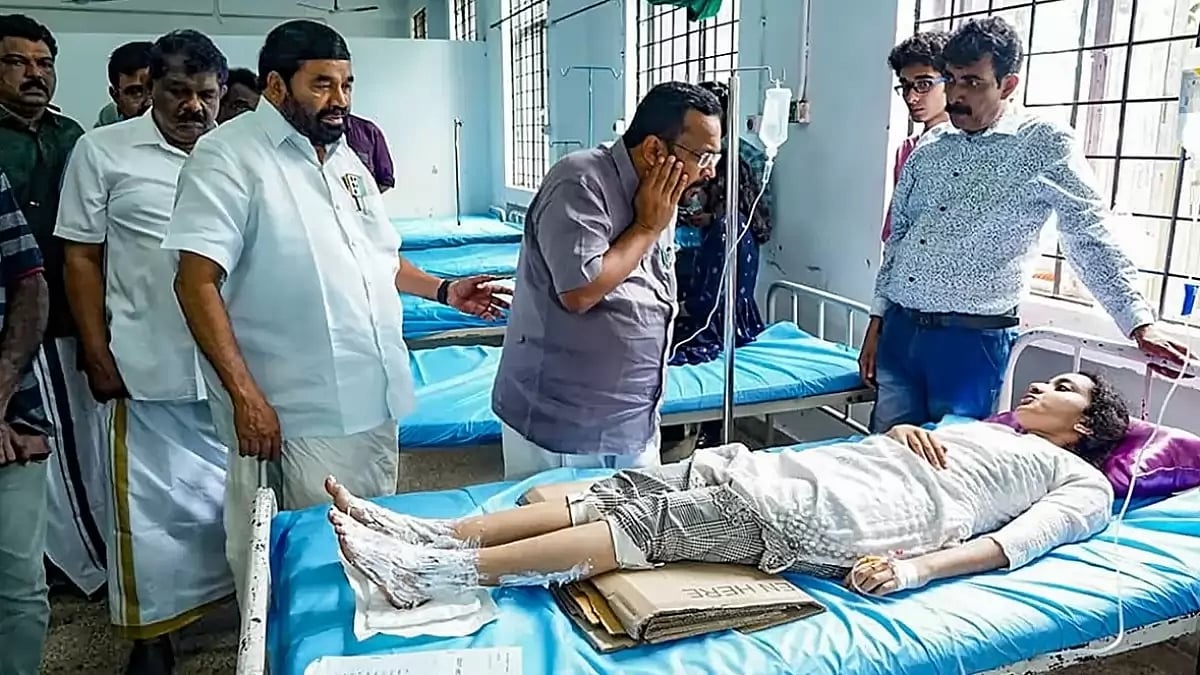 Kerala Ministers K Rajan, VN Vasavan and others meet the injured of the Kochi's Convention Center explosion, at a hospital in Ernakulam.