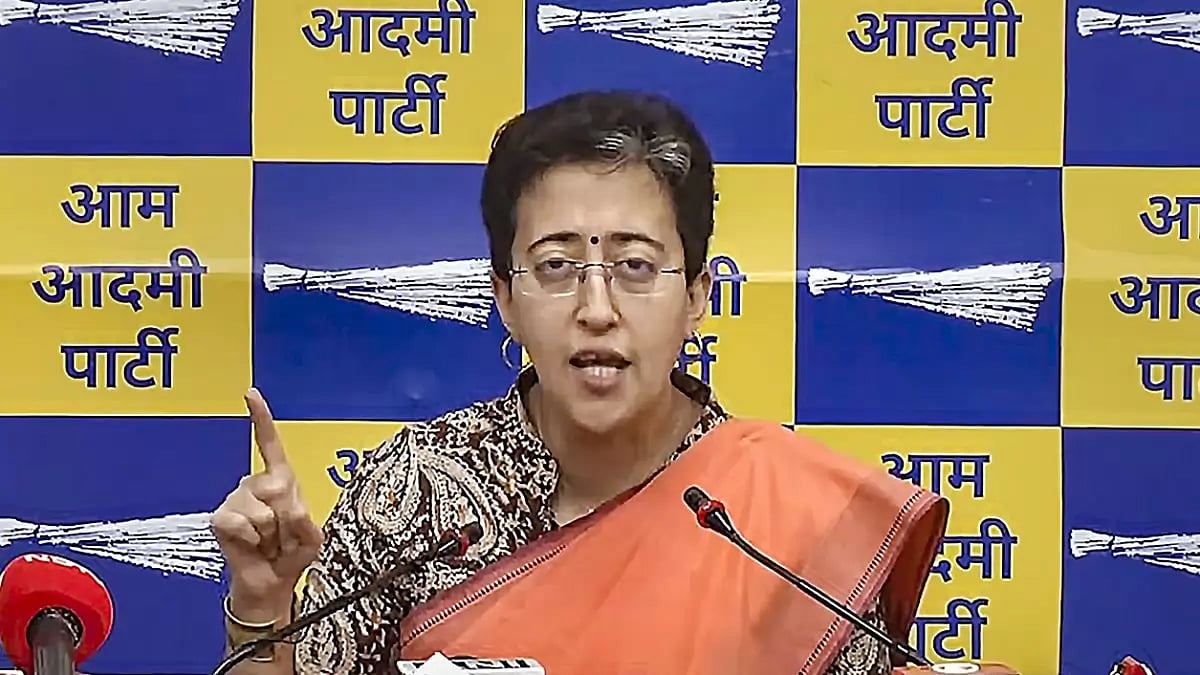 Atishi Singh addresses press