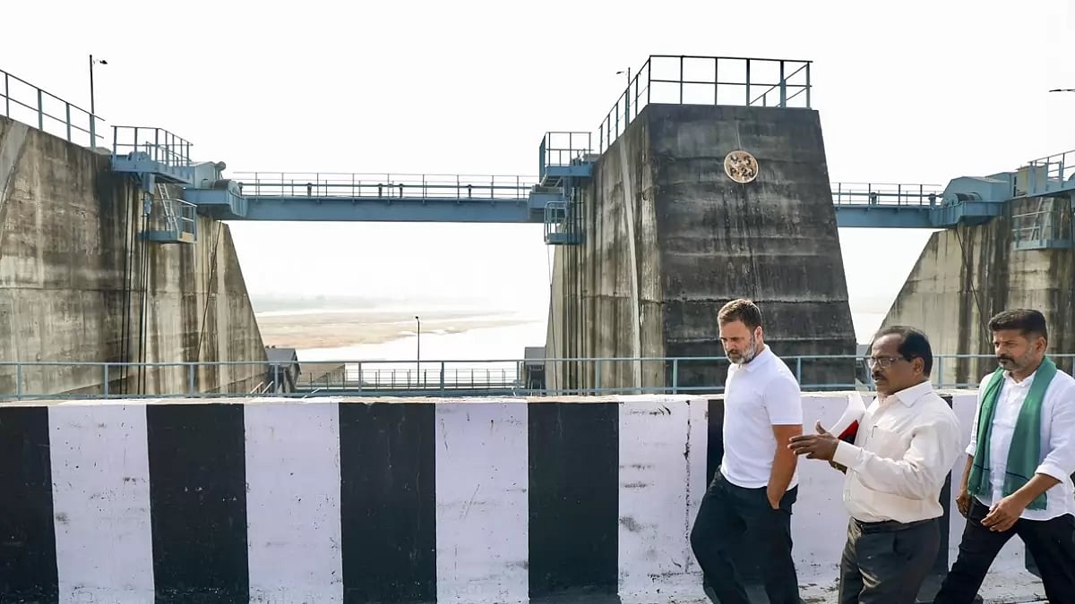 Congress leader Rahul Gandhi visits Medigadda barrage, part of Kaleshwaram project