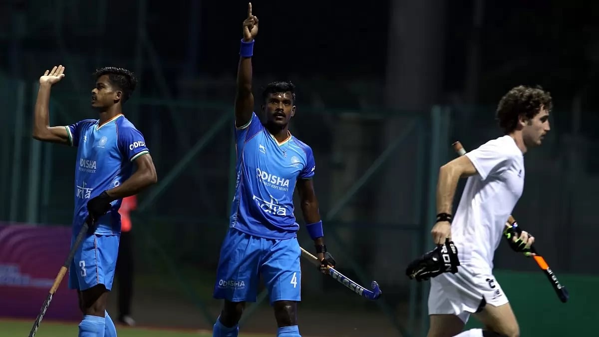 File image of Indian junior men's hockey team in action against New Zealand.
