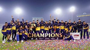 Punjab Cricket team pose with the winning trophy