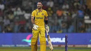 Glenn Maxwell during his mammoth innings against Afghanistan in Mumbai