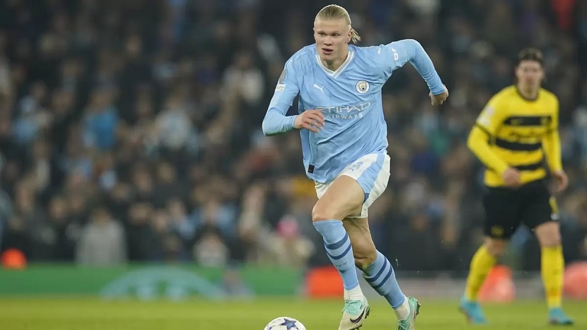 Manchester City's Erling Haaland in action against Young Boys in the UEFA Champions League 2023-24