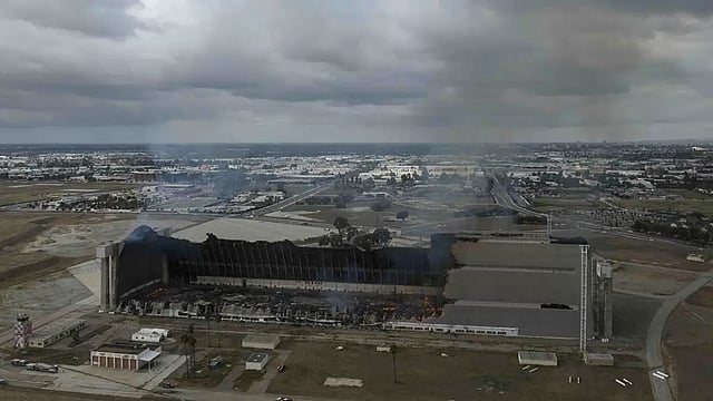 In Photos: Historic Blimp Hangar Burns In California