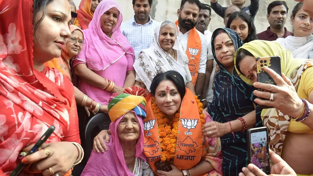 BJP candidate Diya Kumari campaigning at Murlipura Mandal of Vidyadhar Nagar Assembly Constituency, Rajasthan