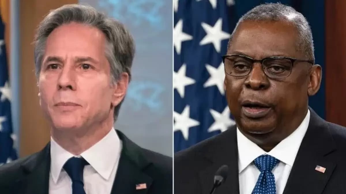 US Secretary of State Antony Blinken (L) and Secretary of Defence Lloyd Austin (R)