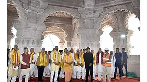 Yogi Adityanath at Ram temple construction site