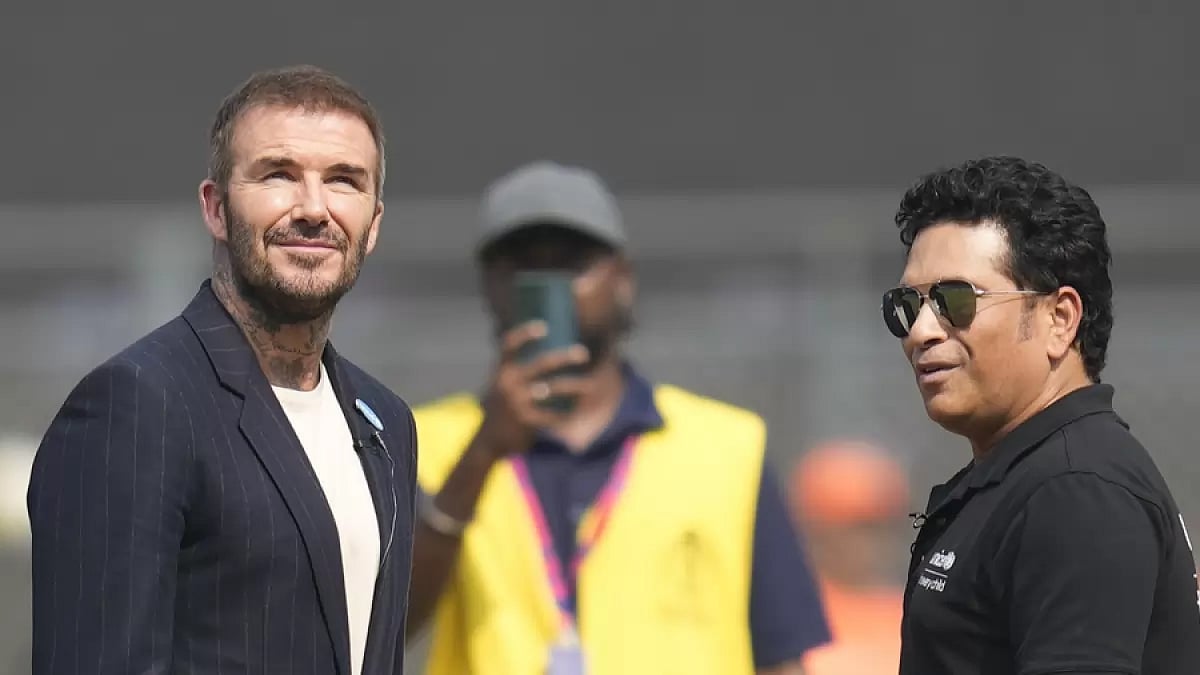 David Beckham (left) with Sachin Tendulkar
