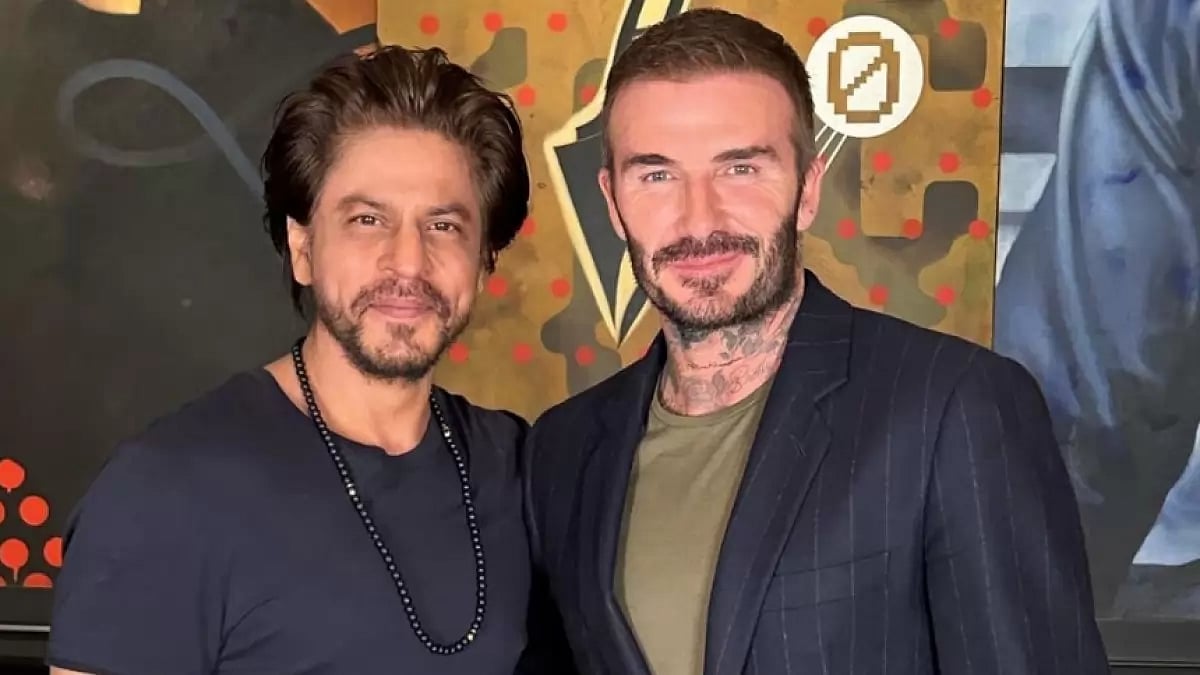 Shah Rukh Khan with David Beckham during dinner party