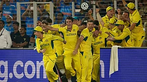 The jubliant Australian cricket team after winning the CWC 2023 final in Ahmedabad
