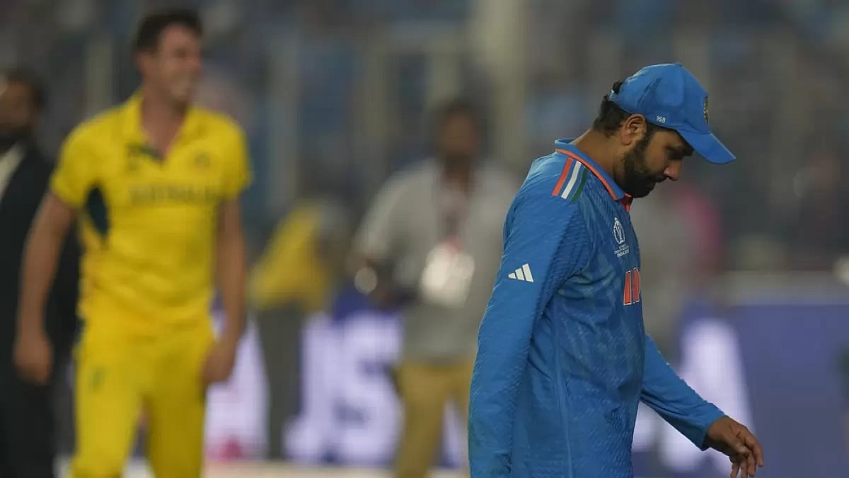 Disappointed Indian captain Rohit Sharma going back to the pavilion after defeat against Australia