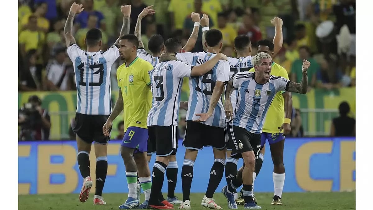 Argentina players celebrate at full-time
