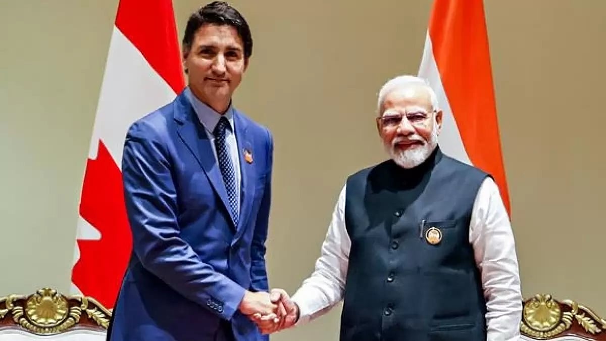 Canadian PM Justin Trudeau with PM Narendra Modi