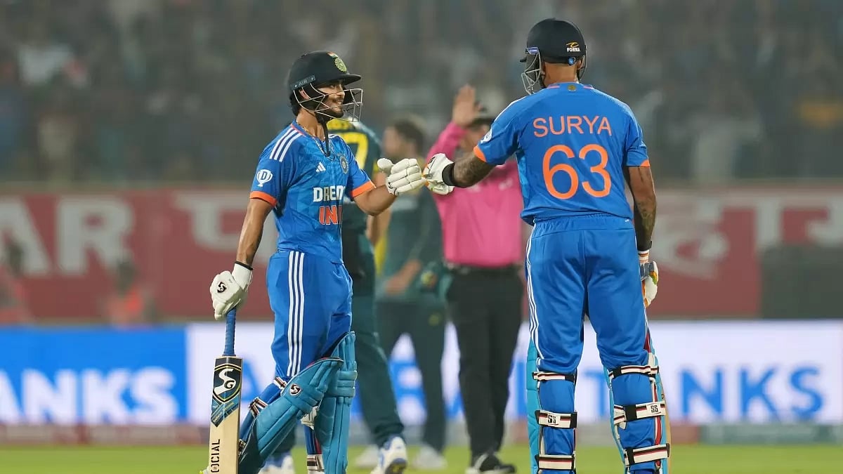 Indian captain Suryakumar Yadav and wicket-keeper batter Ishan Kishan during their partnership
