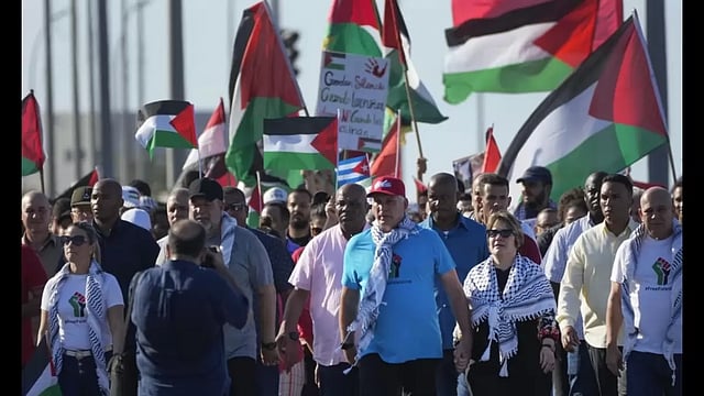 Cuban President Leads Massive Solidarity March For Palestine