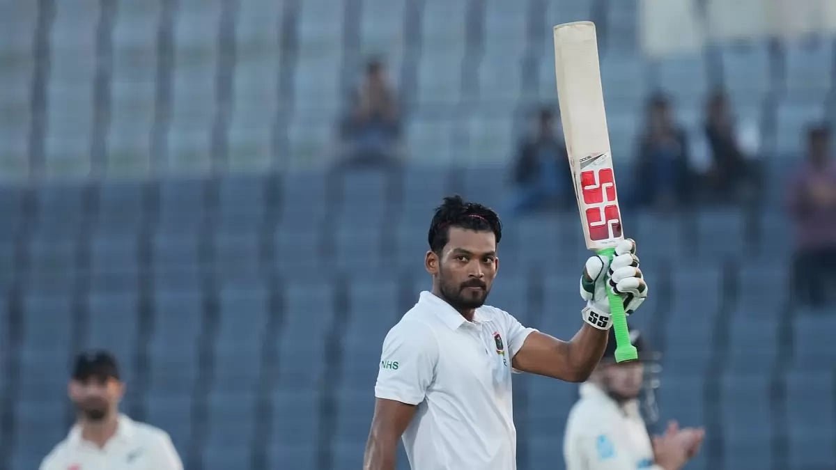 Bangladesh captain Najmul Hossain Shanto after scoring century against New Zealand on Day 3 of the 1st Test in Sylhet