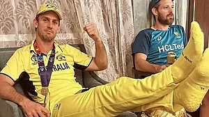 Mitch Marsh celebrating after Australia won the ODI World Cup 2023 title