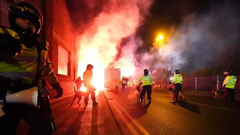 Violence outside Villa Park during the ECL match between Ashton Villa and Legia Warsaw on Friday - null