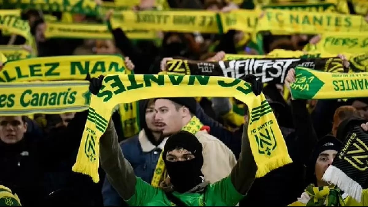 Nantes supporters during the Ligue 1 football match