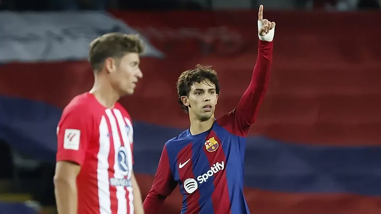 Barcelona's Joao Felix (R) is back in the UCL squad for the Napoli tie. - AP