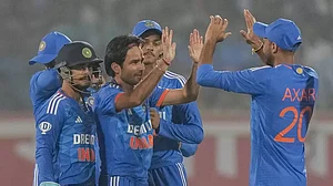 India in action during the first T20I against Australia.