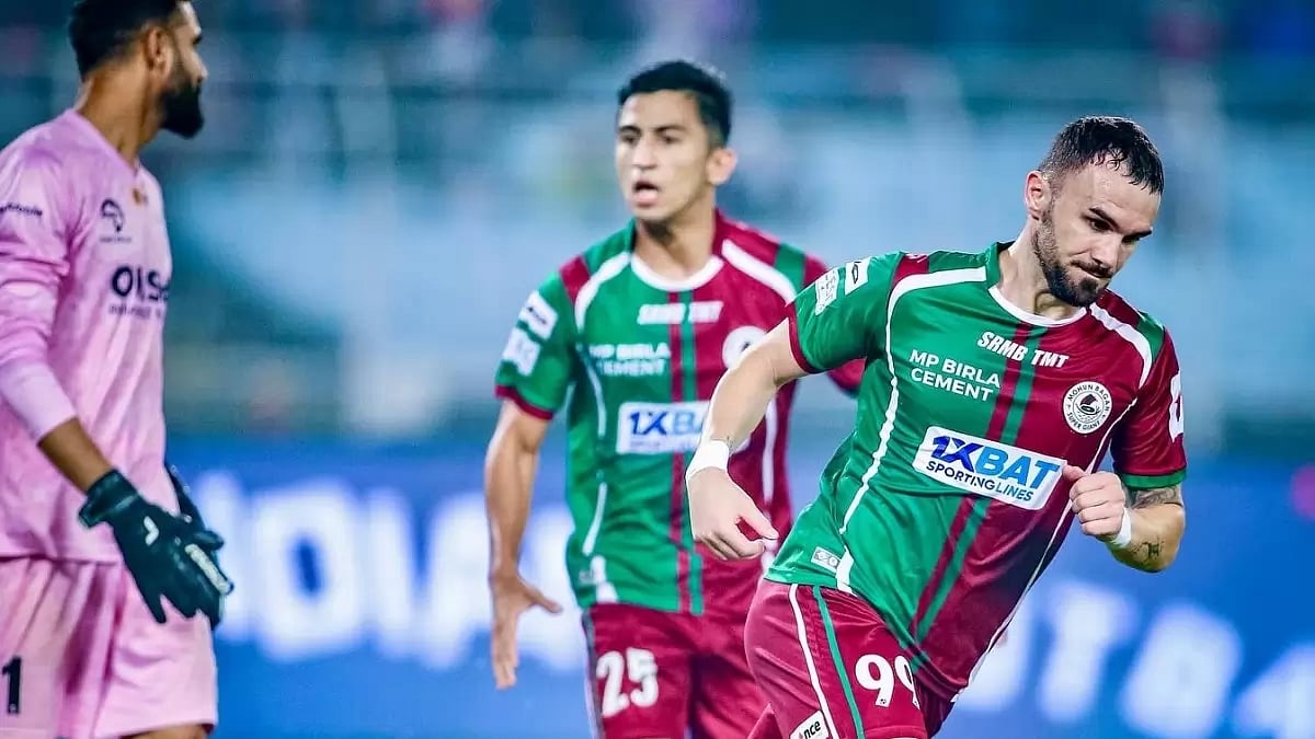 Mohun Bagan Super Giants' Armando Sadiku in action against Odisha FC on Wednesday