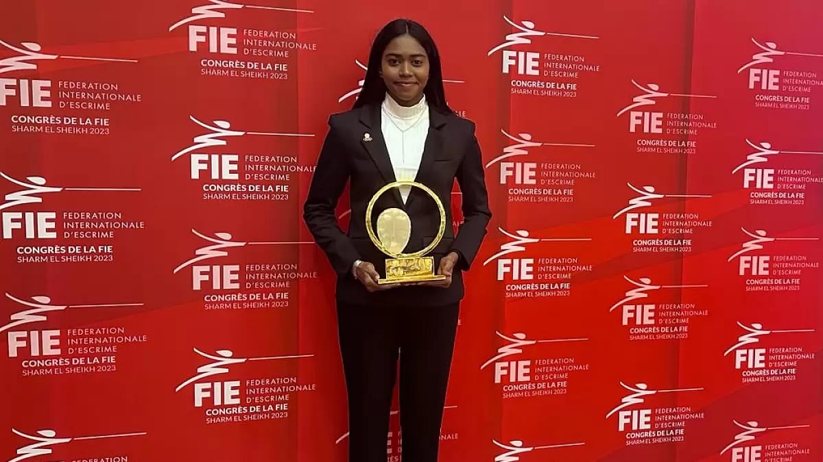 India's foil fencer Maria Akshita.  