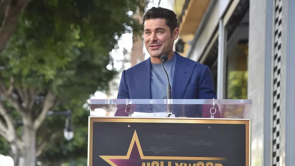 Zac Efron during Speech after being Commemorated with a Star on the Hollywood Walk of Fame