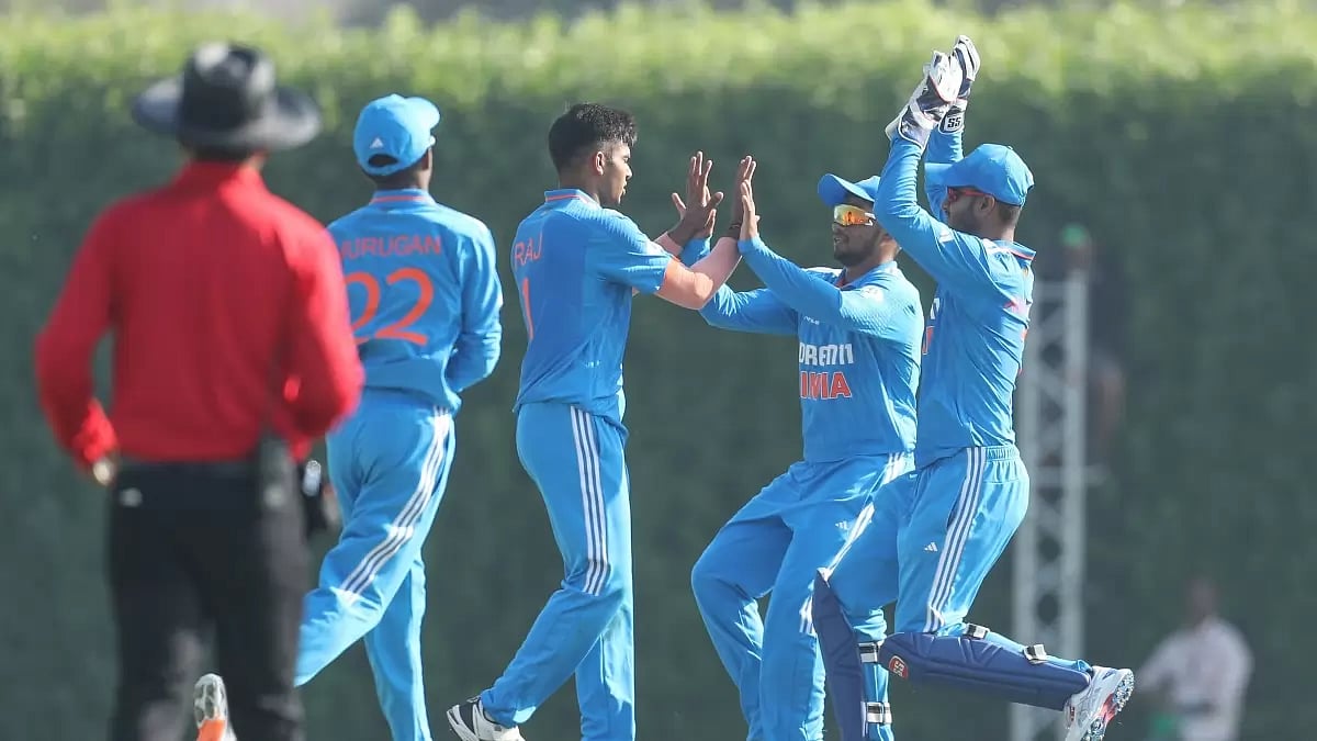 The India Under-19 men's cricket team in action during the ACC U-19 Asia Cup in Dubai. 