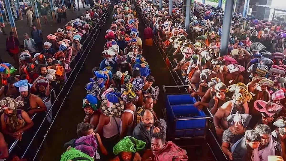 Devotees of Lord Ayyappan at Sabarimala Temple in Kerala