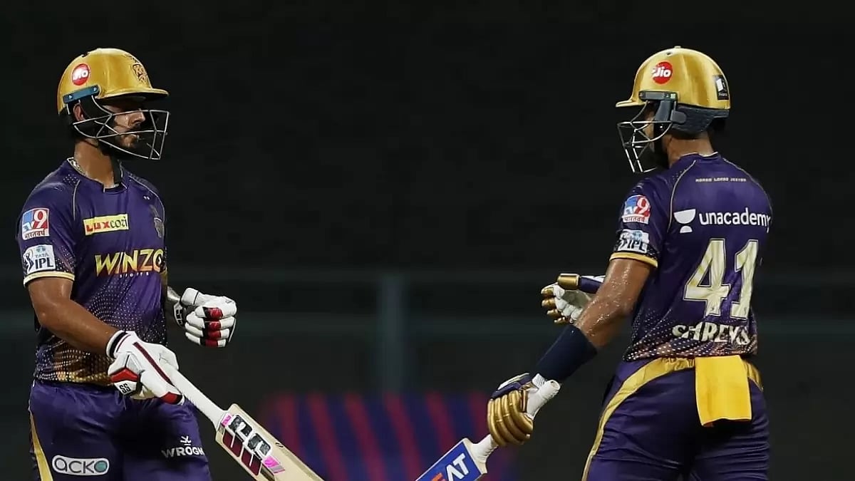Nitish Rana (L) with Shreyas Iyer (R) playing for KKR in IPL
