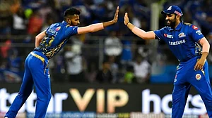Hardik Pandya (left) has replaced Rohit Sharma as the new MI Skipper