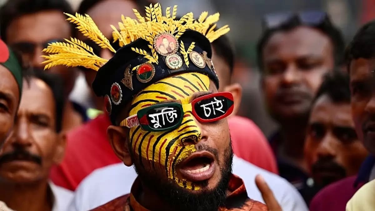 Bangladesh Nationalist party (BNP) activists take part in a rally in Dhaka on October 18, 2023