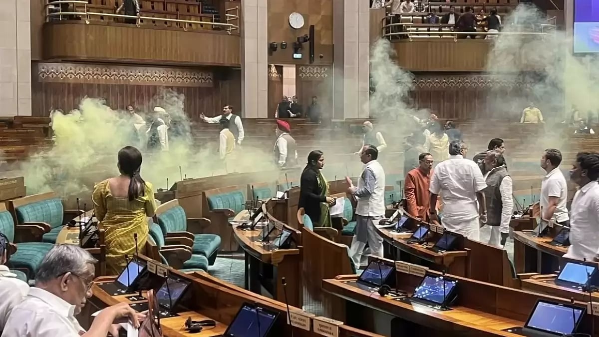 Miscreants caused security breach inside Parliament by spraying smoke 