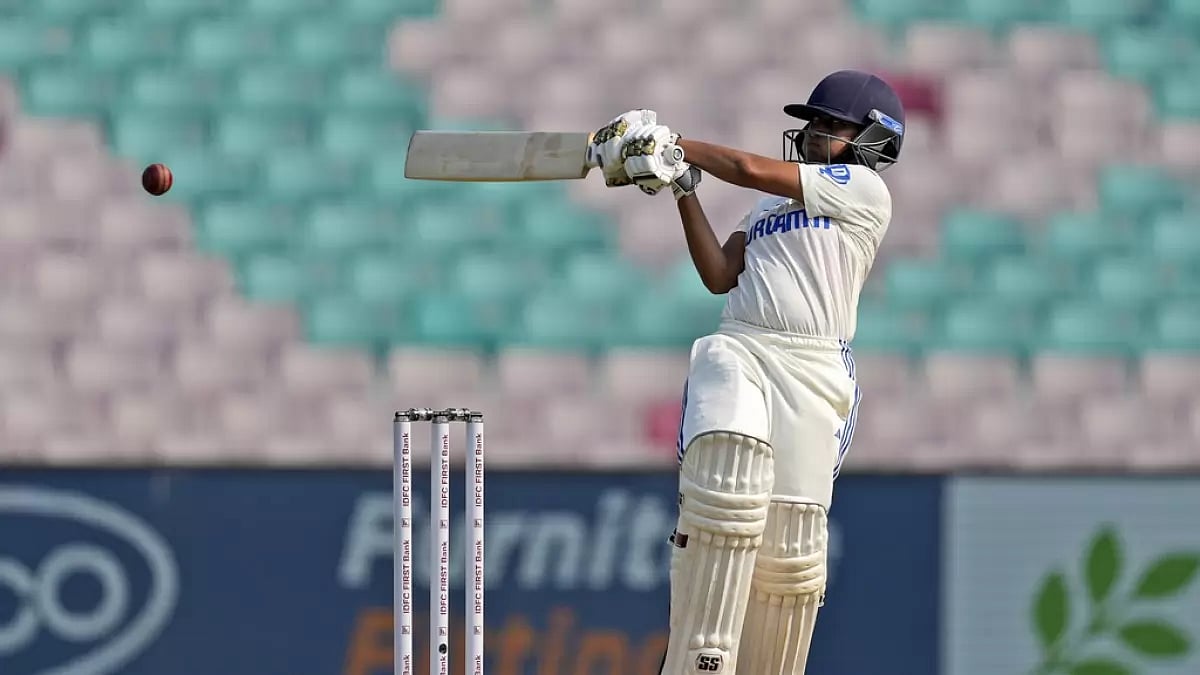 Indian batter Shubha Satheesh playing a shot during her 69-run knock in the first innings of the Test against England in Mumbai