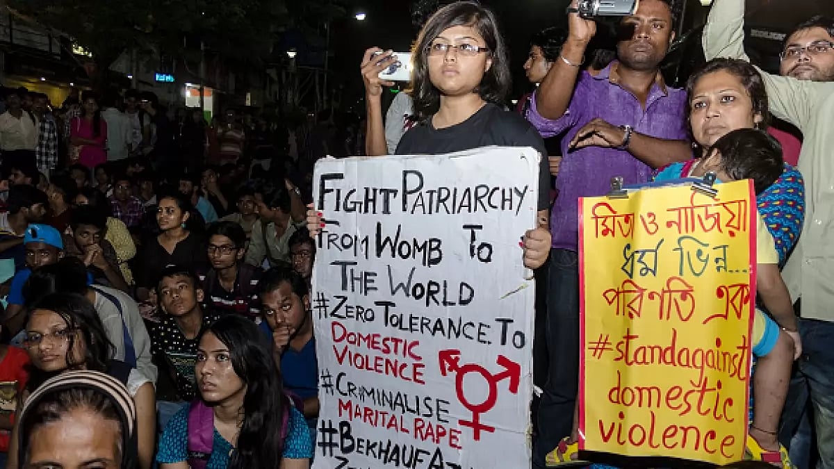 Protest by the students of Jadavpur University and Presidency University against domestic violence.