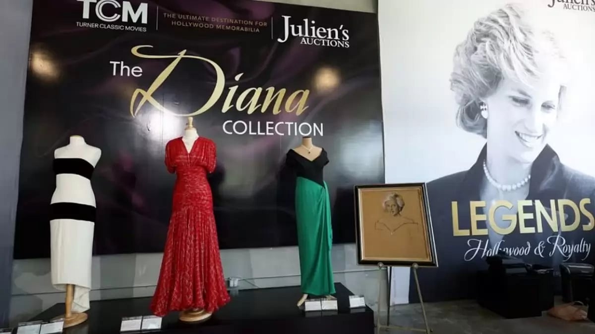 Dresses that belonged to Princess Diana and a sketch study portrait are on display.