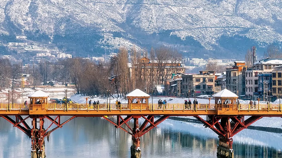 Iconic Landmark: The Zero Bridge with the Himalayas in the backdrop  - null
