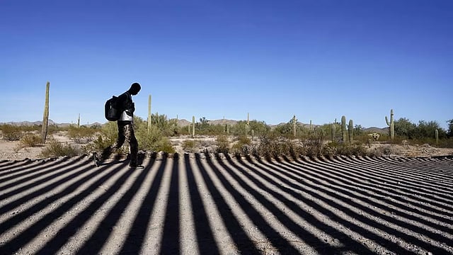Migrant Crosses Arizona-Mexico Border, Captured On Camera Near Lukeville, Arizona