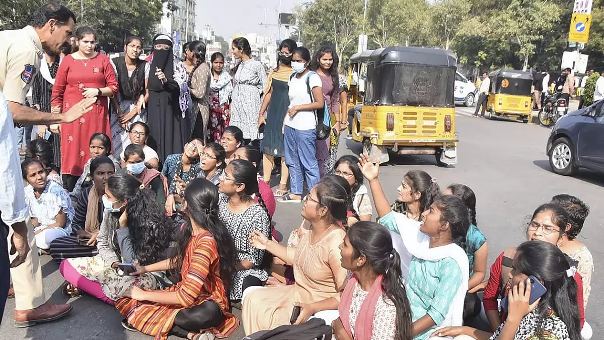 Nizam College students protest