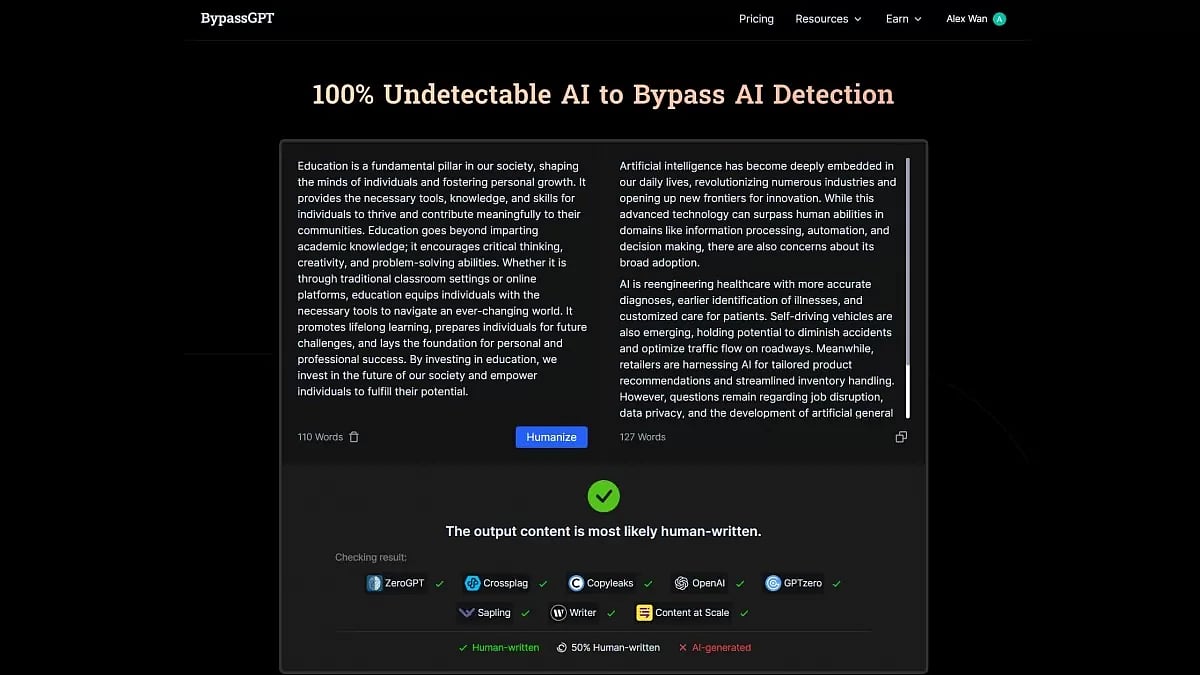 Bypass GPT – The Best AI Humanizer Overall